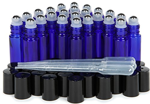 Book Cover Vivaplex 24 count, cobalt blue, 10 ml glass roll-on bottles with stainless steel roller balls, 3-3 ml droppers included