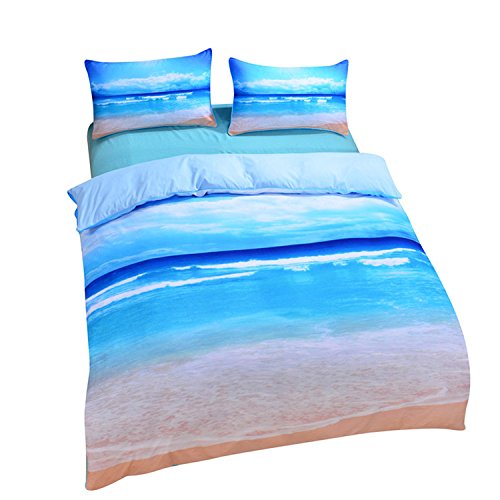 Book Cover Sleepwish Ocean Bedding Beach Duvet Cover Hot 3D Print Sea Inspired Bedding with 2 Pillow Shams - Full