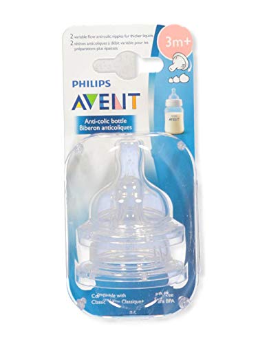 Book Cover Philips AVENT Anti-Colic Nipple, Clear, Variable Flow (SCF425/27)