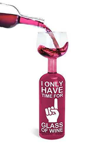 Book Cover BigMouth Inc. Wine Bottle Glass - “I Only Have Time for 1 Glass of Wine”, Large Wine Glass, Holds an entire 750mL Bottle of Wine