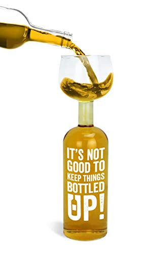 BigMouth Inc Original Wine Bottle Giant Glass -"It's not good to keep things bottled up!", Holds Full Bottle of 750ml Wine, Funny Gag Gift