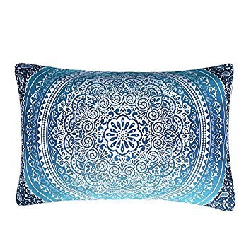 Book Cover Sleepwish Elephant Mandala Pattern Pillow Case Crystal Arrays Blue Bedclothes Mandala Printed Pillowcase (1 Case) (20 x 30 Inches)