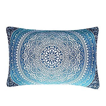Sleepwish Elephant Mandala Pattern Pillow Case Crystal Arrays Blue Bedclothes Mandala Printed Pillowcase (1 Case) (20 x 30 Inches)