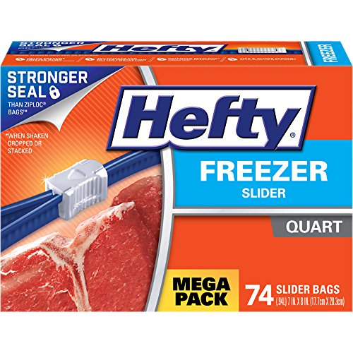 Hefty Slider Freezer Bags - Quart, 74 Count