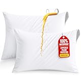 Utopia Bedding Waterproof Pillow Protectors Zippered King Size (2 Pack, White), Zippered Pillowcases, Bed Bug Proof Pillow Encasement Covers 20 x 38 Inches