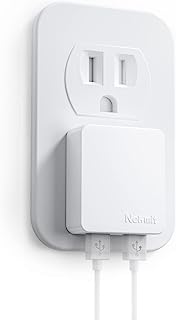 Book Cover Nekmit Dual Port Ultra Thin Flat USB Wall Charger with Smart IC, White