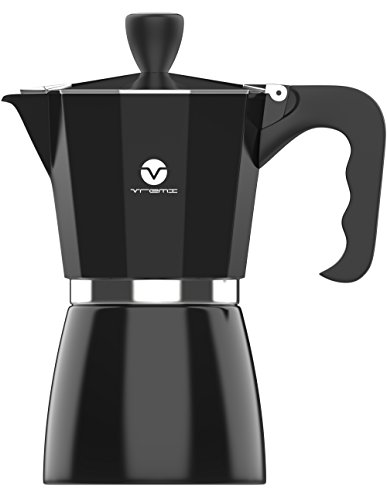 Vremi Stovetop Espresso Maker - Moka Pot Coffee Maker with Easy Grip Handle for Gas or Electric Stove Top - 6 Cups Demitasse Espresso Shot Maker for Italian Espresso Cappuccino or Latte - Black