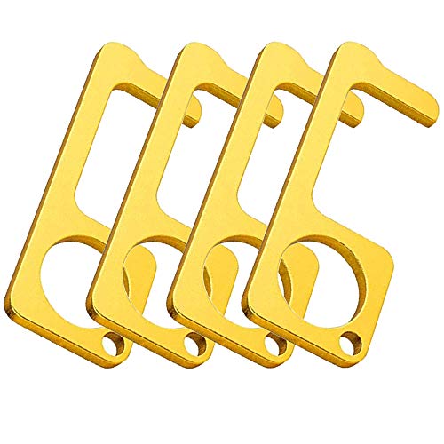 Clean Key Door Opener Tool Handheld Brass EDC Keychain Tool, Non-Contact Key Door Opener & Closer Contactless Safety Door Opener Smart Key Tool,Keep Hands Clean