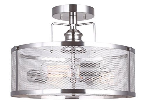 CANARM LTD ISF626A03BN Beckett 3 Bulb Semi-Flush Mount, Brushed Nickel with Metal Mesh Shade, 3 Light