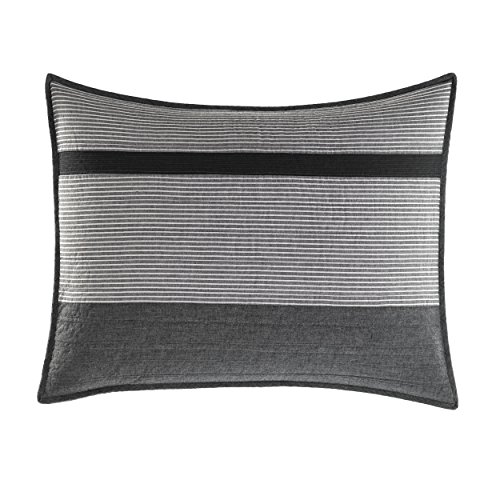 Nautica | Vessey Collection 100% Cotton Quilted Accent Standard Sham, Envelope Closure, Pre-Washed for Added Softness, Easy Care Machine Washable, 20" x 26", Grey