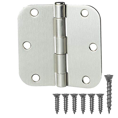 18 Pack of Door Hinges Satin Nickel - 3 ½" x 3 ½" Inch Interior Hinges for Doors Brushed Nickel with 5/8" Radius Corners