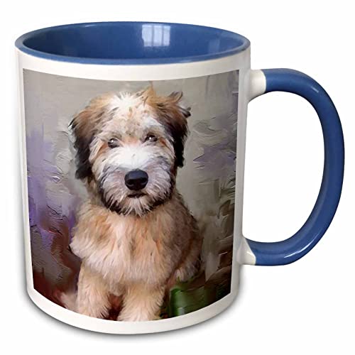 Book Cover 3dRose Soft Coated Wheaten Terrier-Two Tone Blue Mug, 11 oz, Multicolored