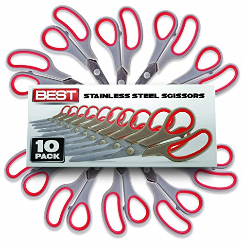 Book Cover Best 8 Inch Stainless Steel Blade Scissors, Pack of 10