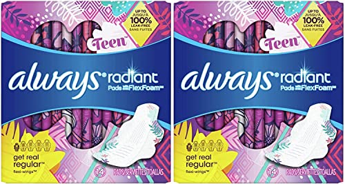 Book Cover Always Totally Teen Always Radiant Infinity Pads, 14 Count - Pack of 2