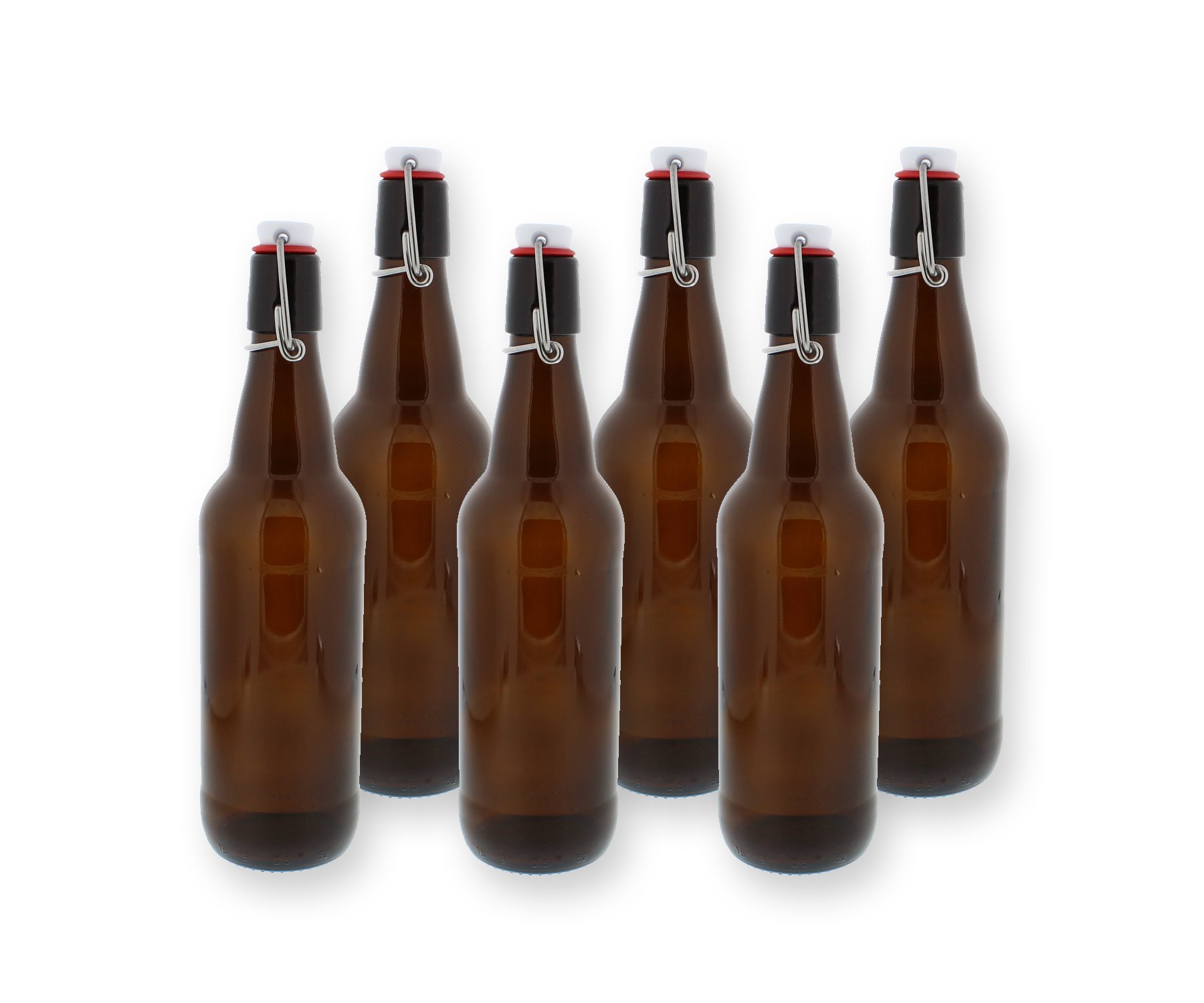 Book Cover Swing Top Bottles w/Caps - 16.9oz, Amber Glass, Reusable for Homebrew - 6 pack