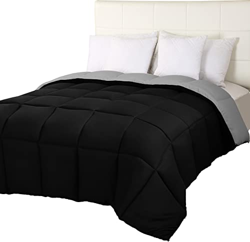 Utopia Bedding Comforter Duvet Insert - Quilted Comforter with Corner Tabs - Box Stitched Down Alternative Comforter (Black/Grey, Queen)