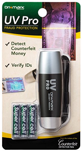 Dri Mark UV Pro Proprietary UV Flashlight Document Fraud & International Counterfeit Money Detection - Detects Pet Urine, Stains & Cleanliness - Loss & Fraud Protection - Batteries Included