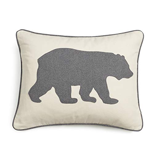 Book Cover Eddie Bauer | Home Collection | 100% Cotton Twill Signature Bear Design Decorative Pillow, Zipper Closure, Easy Care Machine Washable, 16