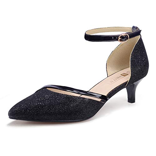 IDIFU Women IN2 Maxine Low Kitten Heels Dress Pumps Wedding Evening Formal Elegant Closed Toe Shoes for Women Bride
