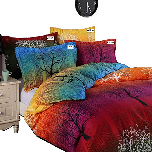 A Pair of Rainbow Tree Pillow Shams (Standard, Blue)
