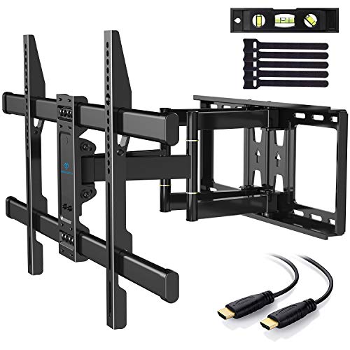 PERLESMITH TV Wall Mount Bracket Full Motion Dual Articulating Arms for Most 37-70 inch LED, LCD OLED Flat Curved TV Screens up to 132lbs Max VESA 600Ã—400 with Tilt Swivel Extensions Rotation, PSLFK1