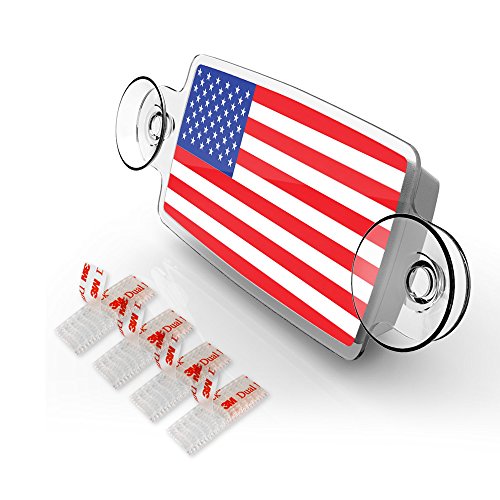 AutoBoxClub US Flag - New EZ Pass, IPass Tag Holder/Transponder Holder/Toll Pass Windshield Mount/Genuine Reclosable Mounting Strips Included/UV-Protective/Installs in Seconds