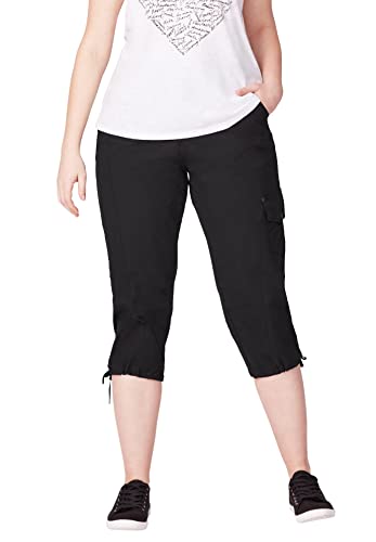 ellos Women's Plus Size Stretch Cargo Capris Pants