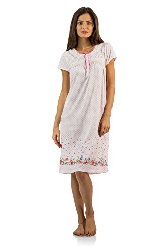 Casual Nights Women's Fancy Lace Flower Short Sleeve Nightgown