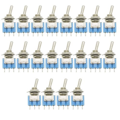gadgeter 20 Pcs 125VAC 6A Amps On/On/ 2 Position Terminal SPDT Latching Mini Toggle Switch