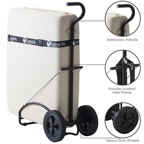 EARTHLITE Massage Table Traveler Cart - Sturdy Massage Table Platform with Large Rubber Wheels & Telescoping Handle / Fits Most Brands & Sizes
