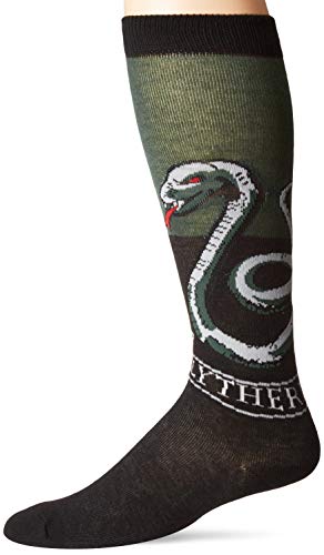 Book Cover Harry Potter Slytherin House Knee High Socks, Green/Black, Shoe Size 4-10