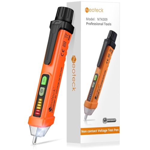 Neoteck Non-Contact Voltage Tester 12-1000V AC Voltage Detector Pen Circuit Tester Tool with Led Flashlight Beeper Pocket Clip