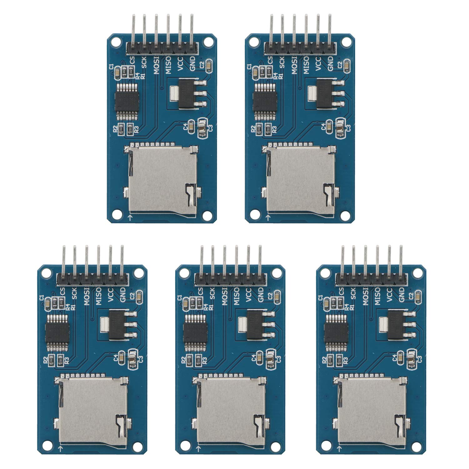 SenMod 5PCS Micro SD Card Micro SDHC Mini TF Card Adapter Reader Module for Arduino