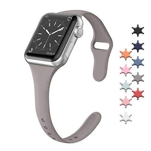 Book Cover BANAUS Compatible for Apple Watch Band 38MM 40MM, Silicone Slim Women Apple Watch Bands Wristband Compatible for Apple Watch Series 4 3 2 1(Dark Gray)