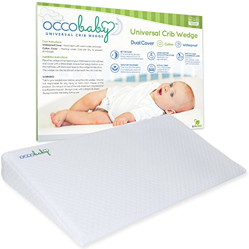 Book Cover OCCObaby Universal Baby Crib Wedge Pillow with Removable Waterproof Cotton Cover