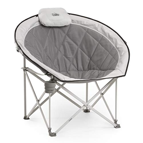 Book Cover Core 40025 Equipment Folding Oversized Padded Moon Round Saucer Chair with Carry Bag, Gray