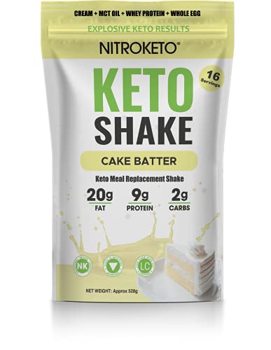 NutriKeto KeTone Shake - Vanilla Cake Batter - Low Carb/High Fat (LCHF) - Ketogenic Diet - 16 Servings