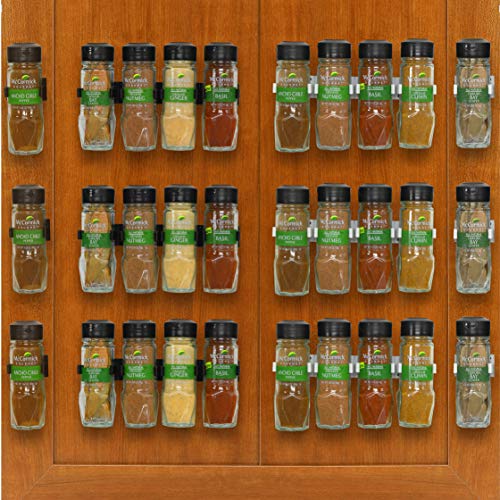 SimpleHouseware 30 Spice Gripper Clips Strips Cabinet Holder - 6 Strips, Holds 30 Jars