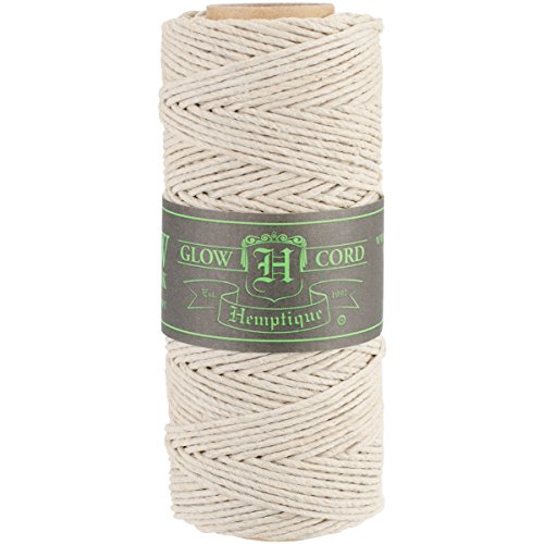 Hemptique 100% Hemp Cord Spool - 62.5 Meter Hemp String –Made with Love - No. 20~1mm Cord Thread for Jewelry Making, Macrame, Scrapbooking, DIY, More (Glow in The Dark) Hemp Spool