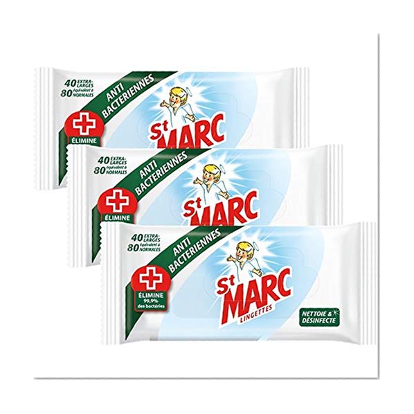 St Marc Lingettes nettoyantes et antibactériennes Paquet de 80 Lot de 3