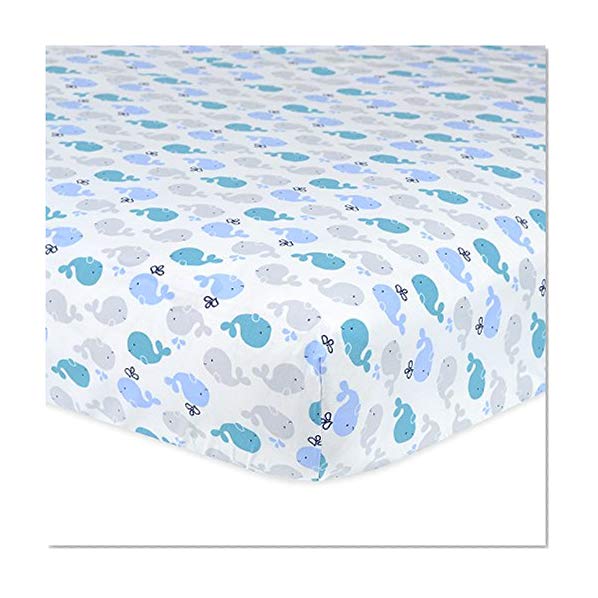 Book Cover Gerber 100% Cotton Fitted Crib Sheet, Whales