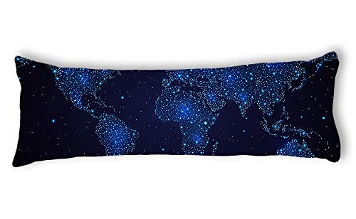AILOVYO Galaxy World Machine Washable Silky Shiny Satin Decorative Body Pillow Case Cover, 20-Inch x 54-Inch
