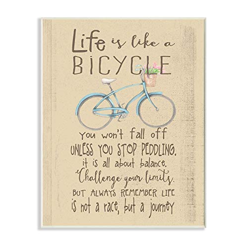 Book Cover Stupell Industries Life is Like a Bicycle' Icon Inspirational Typography Wall Plaque, 10x15, Design by Artist Regina Nouvel
