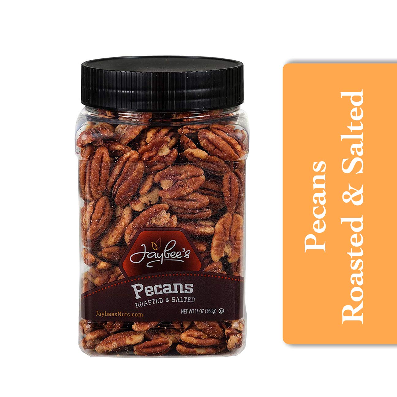 Book Cover Pecans Whole Roasted Salted - 13oz Reusable Container | Rich in Antioxidants | Low Carbs | Vegan | Keto Friendly | Certified Kosher | Great for Gift Giving, Baking, Cooking or Everyday Healthy Snack 13 Ounce (Pack of 1)