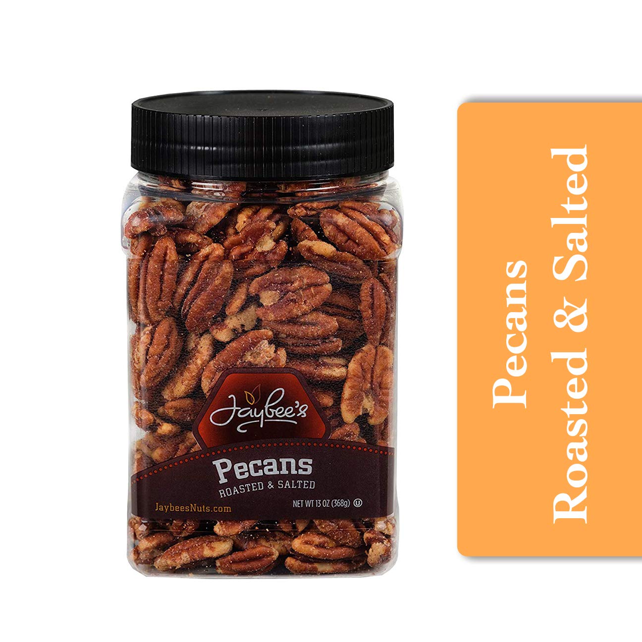 Pecans Whole Roasted Salted - 13oz Reusable Container | Rich in Antioxidants | Low Carbs | Vegan | Keto Friendly | Certified Kosher | Great for Gift Giving, Baking, Cooking or Everyday Healthy Snack 13 Ounce (Pack of 1)