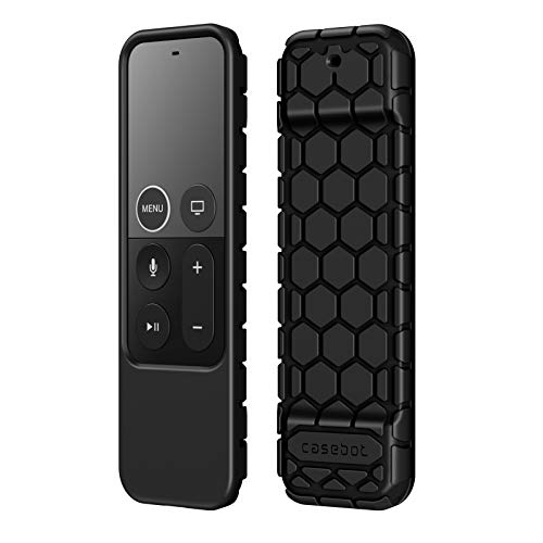 Book Cover Fintie Protective Case for Apple TV 4K / HD Siri Remote (1st Generation) - Honey Comb Lightweight Anti Slip Shockproof Silicone Cover for Apple TV 4K 5th / 4th Gen Siri Remote Controller, Black