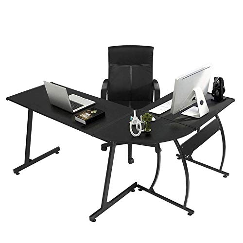 GreenForest L Shaped Gaming Computer Desk 58.1'',L-Shape Corner Gaming Table,Writing Studying PC Laptop Workstation for Home Office Bedroom,Black