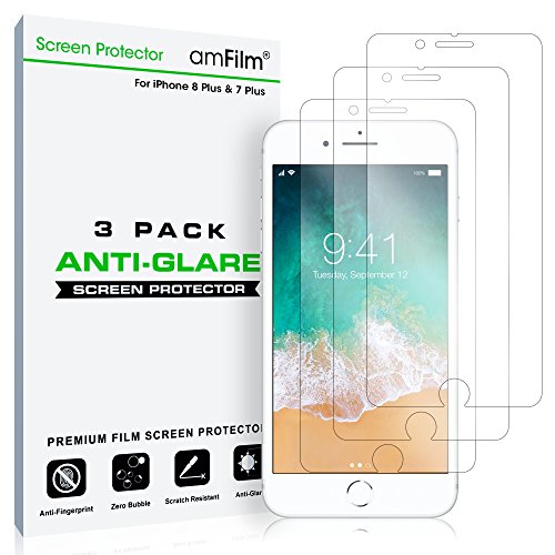 amFilm iPhone 8 Plus, 7 Plus Screen Protector, Premium Anti-Glare/Anti-Fingerprint (Matte) Screen Protector for iPhone 8 Plus 7 Plus 5.5 inch 5.5" ATT Verizon T-Mobile(3-Pack)
