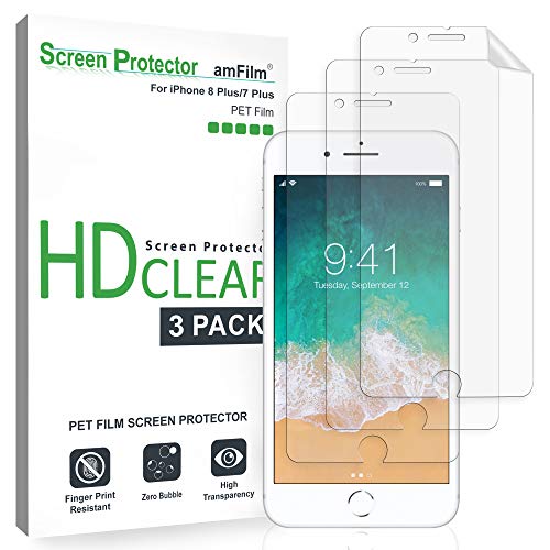 amFilm iPhone 8 Plus, 7 Plus Screen Protector, iPhone 8 Plus, 7 Plus Screen Protector HD Clear for iPhone 8 Plus, 7 Plus 5.5 inch 2015 2016 (3-Pack)
