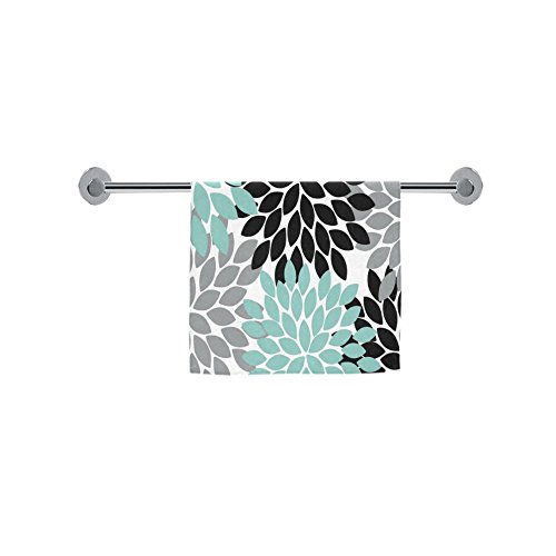 ADEDIY Fashion Custom Towel Black Grey Green Dahlia Floral Pattern Hand Towel 16"x28" for Bathroom or Sports